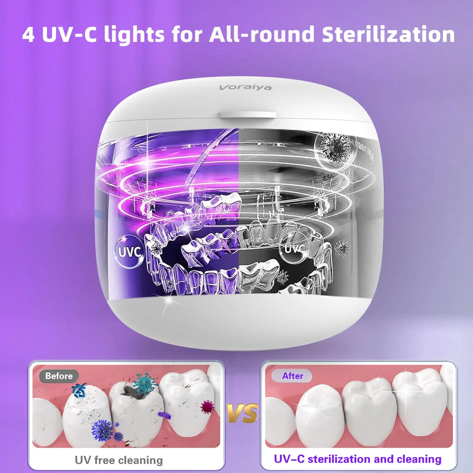 Ultrasonic UV Cleaner Mini Household Dental Pulsating Cleaning for Jewelry False Teeth Dentistry Box Beauty Health