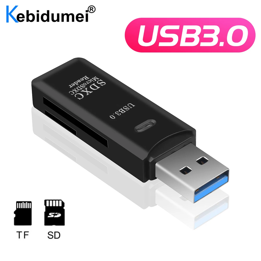 USB 3.0 Memory Adapter TF SD Card Reader Flash Memory Card Slot Data Tranmission Adapter Plug and Play for Laptop Desktop TV