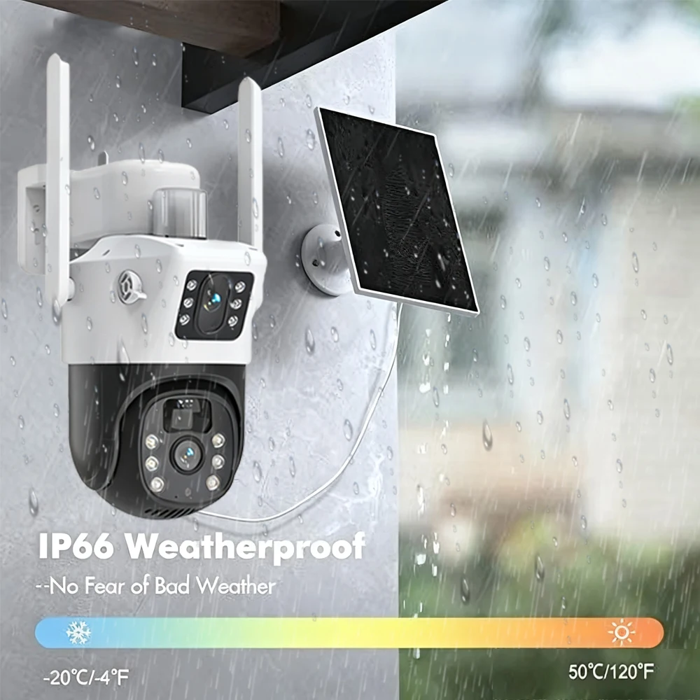 4K Dual Lens Solar Wifi CCTV Camera Security System Kit 10CH 8MP Wifi NVR Kit Auto Tracking PTZ IP Camera Video Surveillance Set