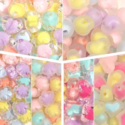 30/50pcs/Lot Mixed Acrylic Heart Shape Beads Frosted Flowers Spacer Bead for DIY Bracelet Charms Jewelry Making Accessories
