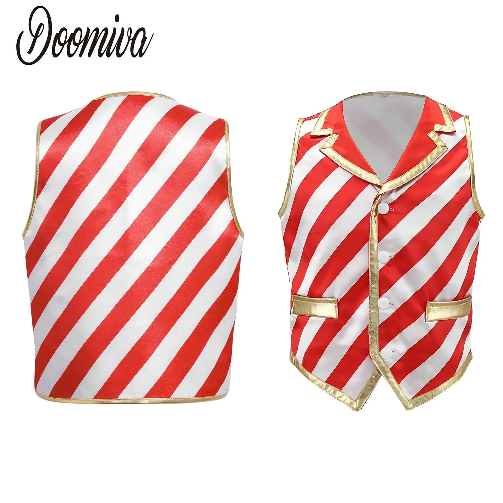 الأولاد كاندي قصب زي مخطط سانتا كلوز عيد الميلاد سترة الجاز بلا أكمام صدرية لعيد الميلاد موضوع حفلة الأسرة الاحتفال #1