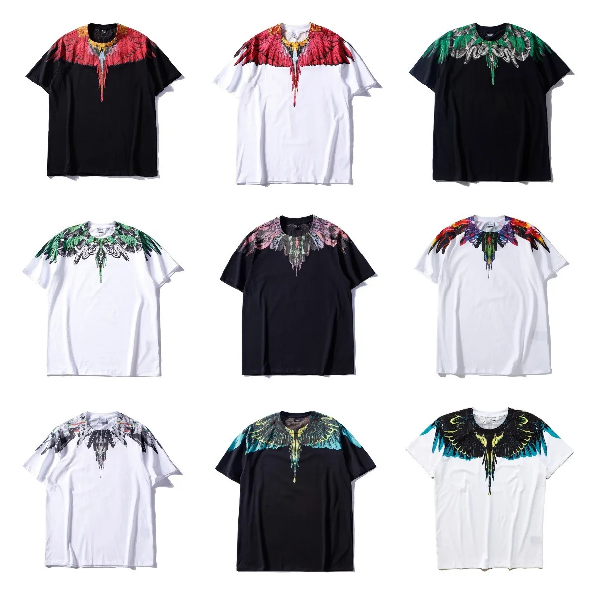 في الهواء الطلق عادية MARCELO BURLON كلاسيكي MB قطرة الماء أجنحة تي شيرت قصير الأكمام للرجال والنساء نصف كم