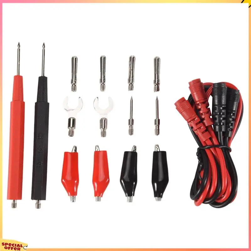 ABFI 16 шт. мультиметр тестовый щуп комплект тестовых проводов замена тестовых проводов щупы для цифрового мультиметра крокодиловые зажимы U-тип зонд