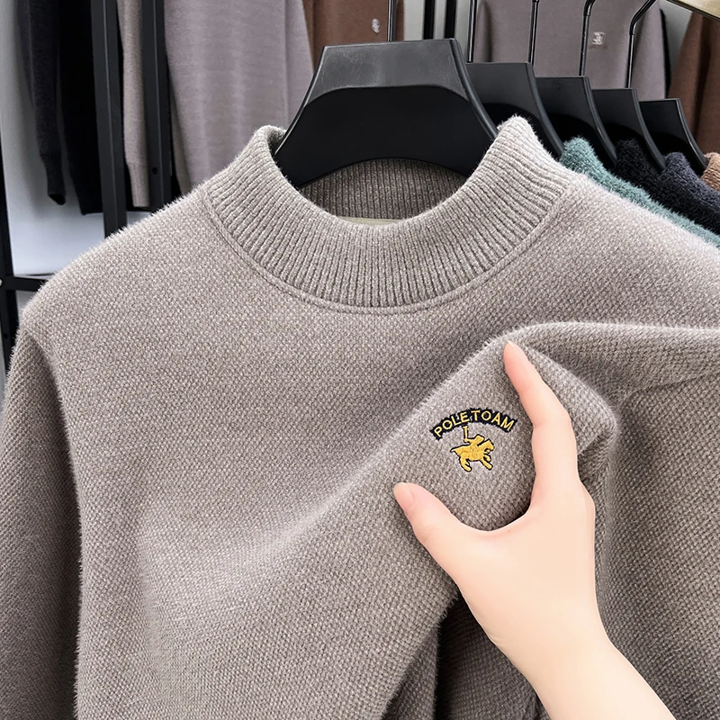 

Высококачественный брендовый мужской теплый вязаный свитер с круглым вырезом и длинными рукавами, зимняя мода, пони, изысканный повседневный пуловер с вышивкой Paul