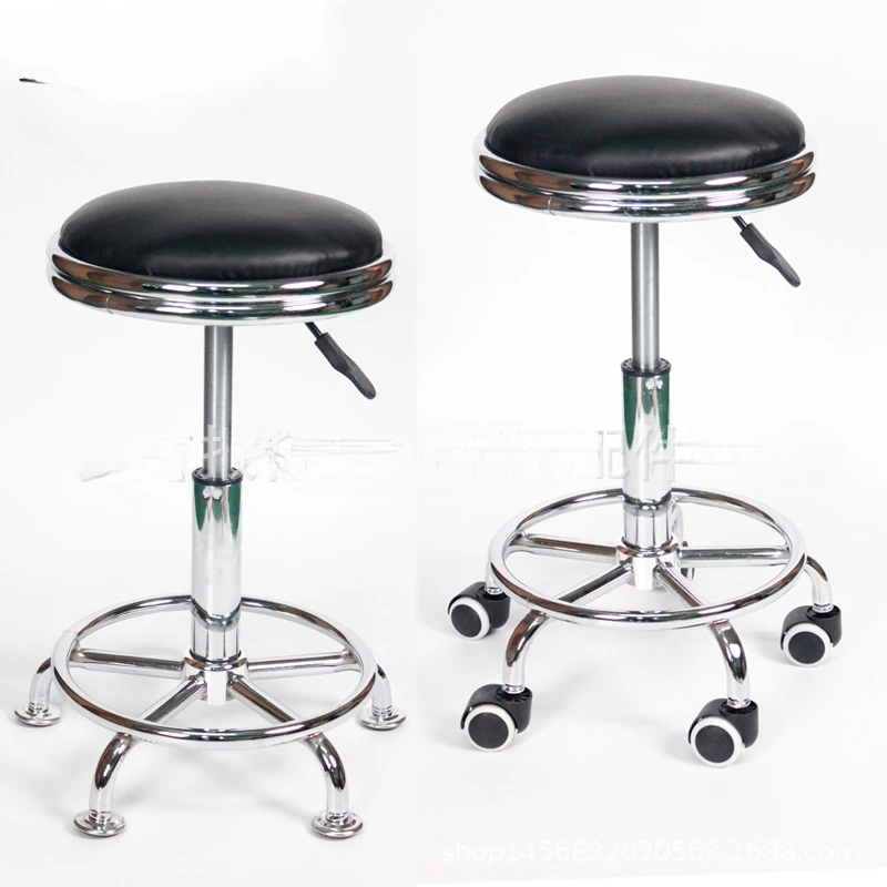 

PU Cushioned Lab Stool Workshop Chair Small Round Swivel Stool Adjustable Beauty Salon Chair For Cashier Counter or Bar