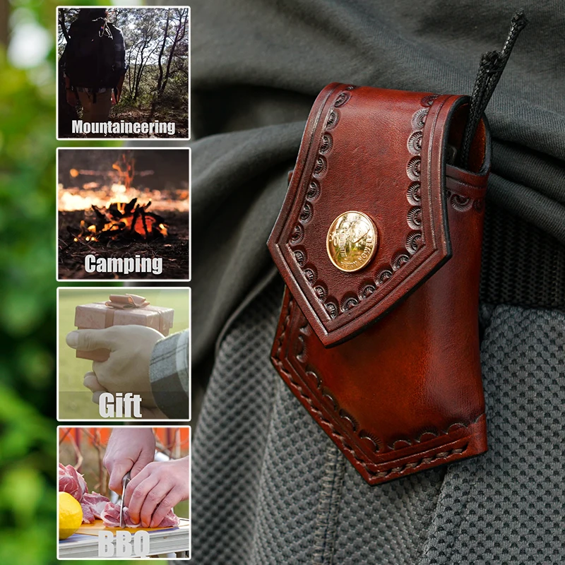 Handmade Damascus Steel Pocket Knife, Men's EDC Folding Knife,Camping Adventure,Outdoor Hunting Survival Kitchen Carrying Knife view 5