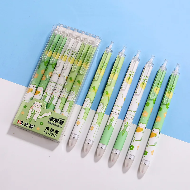 

48 pcs/lot Kawaii Cat Erasable Gel Pen Set Cute 0.5mm Black/Blue Ink Neutral Pens Stationery Gift School Supplies