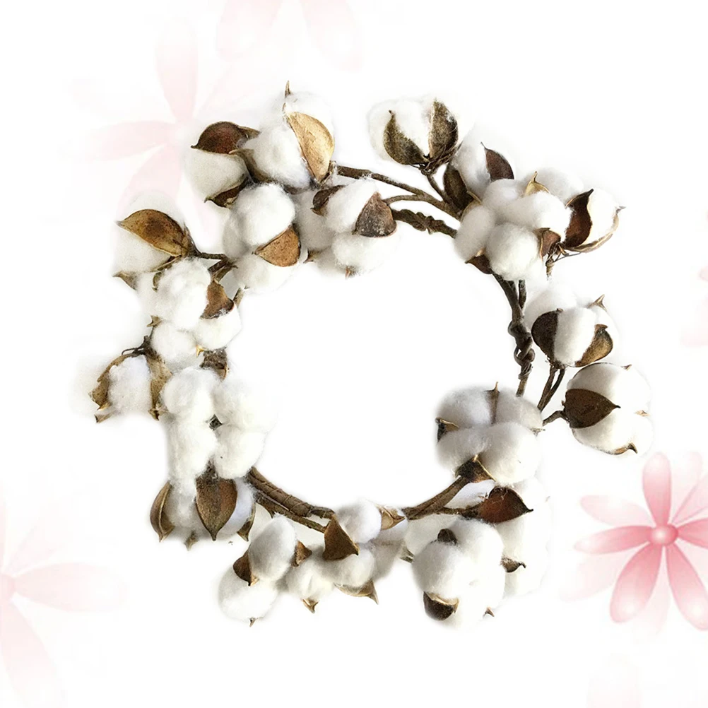 

Simulated Cotton Wreath Handmade Christmas Door Decor Farmhouse Garland Wall Window Balcony Ornament Gift