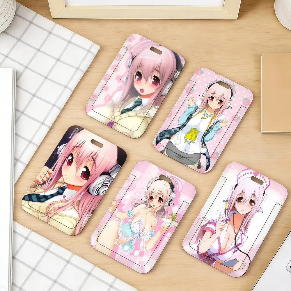 Porte-clés Kawaii Super Sonico pour cartes bancaires, cartes de transport en commun et cartes de crédit
