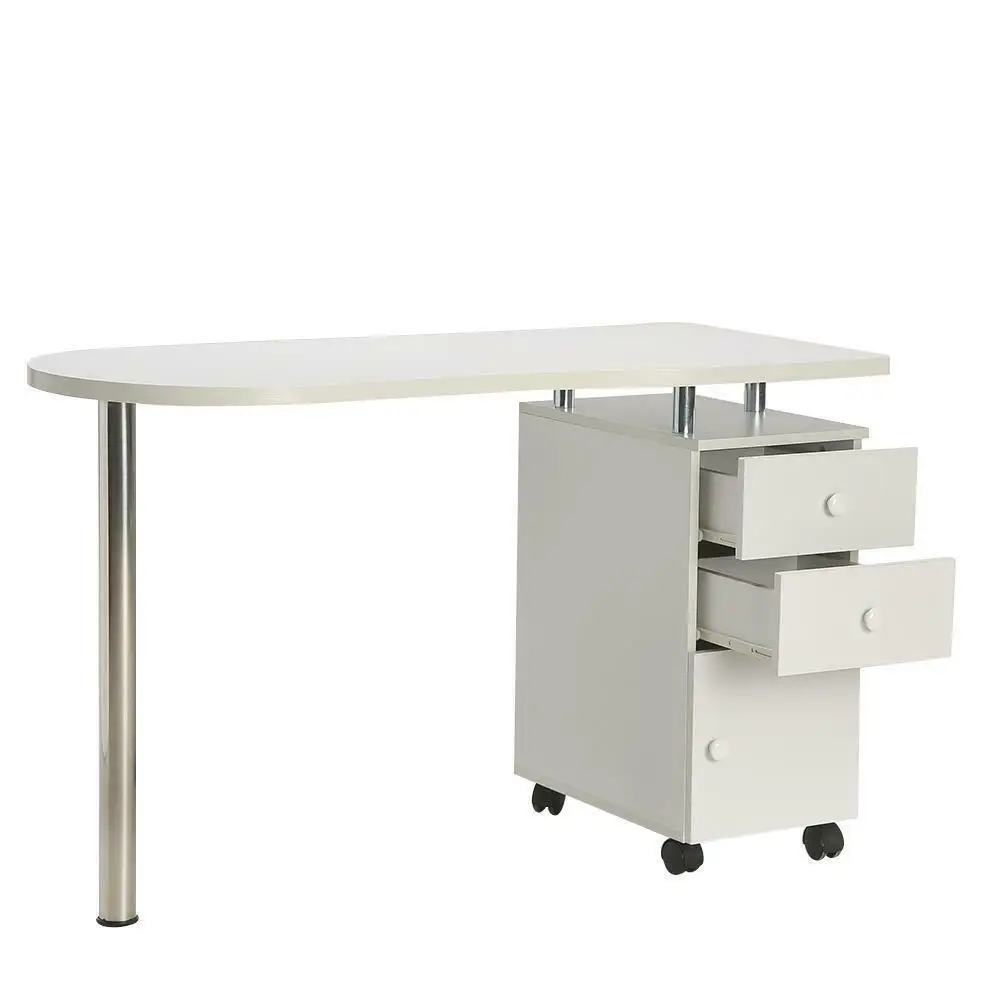 Manicure Nail Table Station Salon Mobile Wood Writing Desk with 2/3/4 Drawers