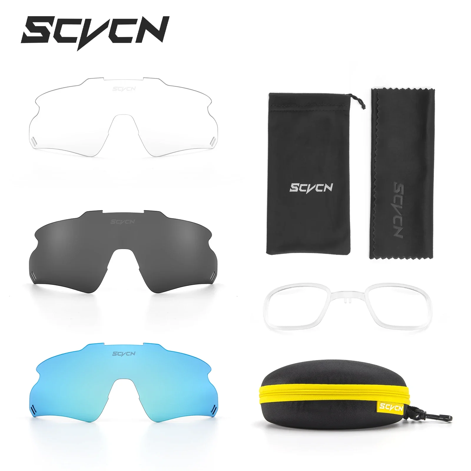 SCVCN-S1 Full Red Blue Green Polarized Lens Photochromic Replacement Lenses Cycling Bicycle Sun Glasses Eyewear Frame Suitable