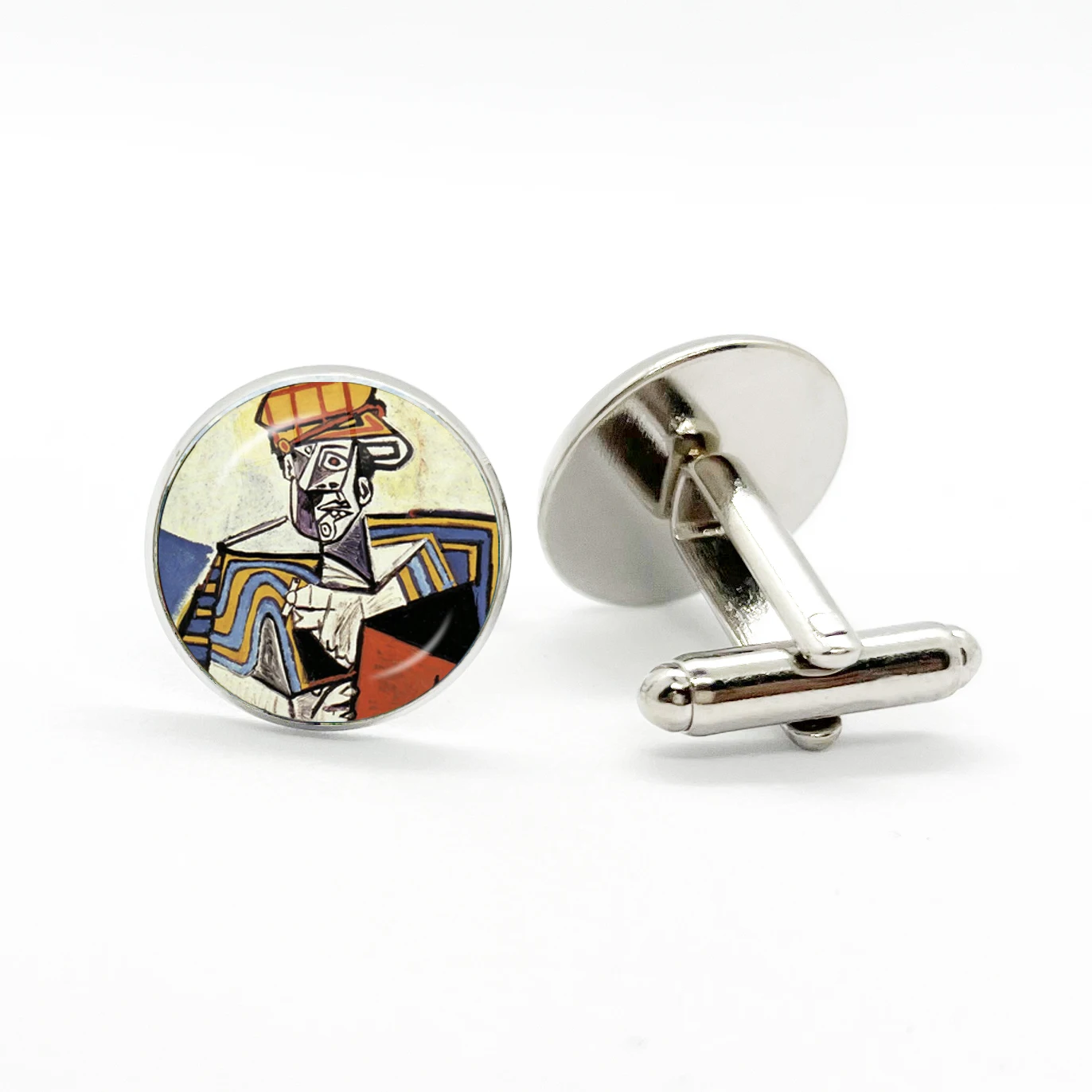 1 Pair Cufflinks Pablo Picasso Abstract Art Painting Pattern Simple Men\'s Jewelry Suit Accessories Artist Father\'s Day Gift