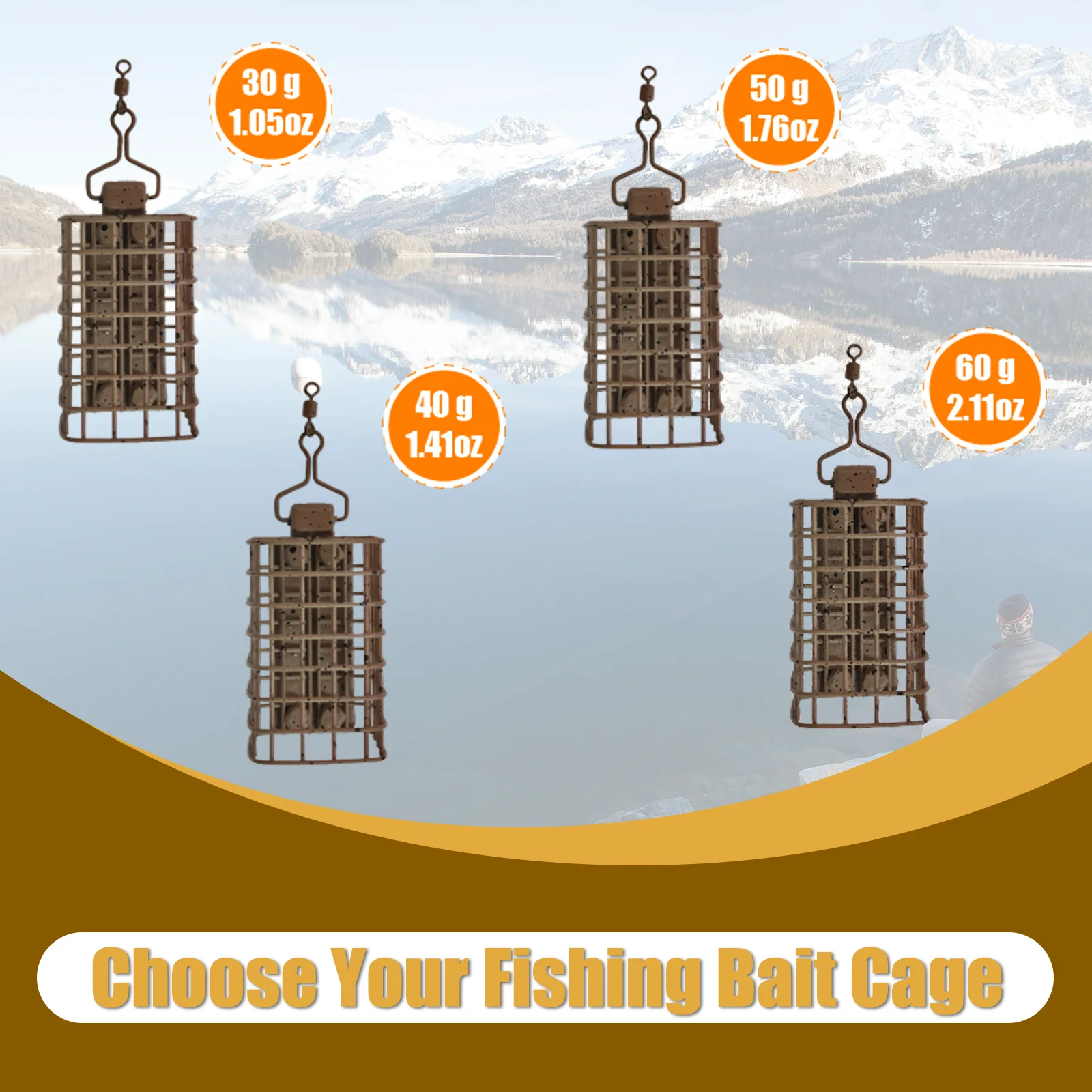 قفص طعم تغذية صيد سمك الشبوط من يوتو، الوزن: 30 جرام/40 جرام/50 جرام/60 جرام، توصيل دقيق للطعم، مصنوع من مواد قوية #4