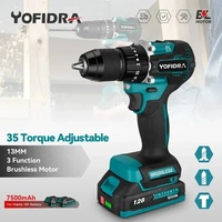 Yofidra 13MM 35+3Torque Brushless Electric Impact Drill Cordless  Electric Screwdriver DIY Power Tool For Makita 18V Battery Pin