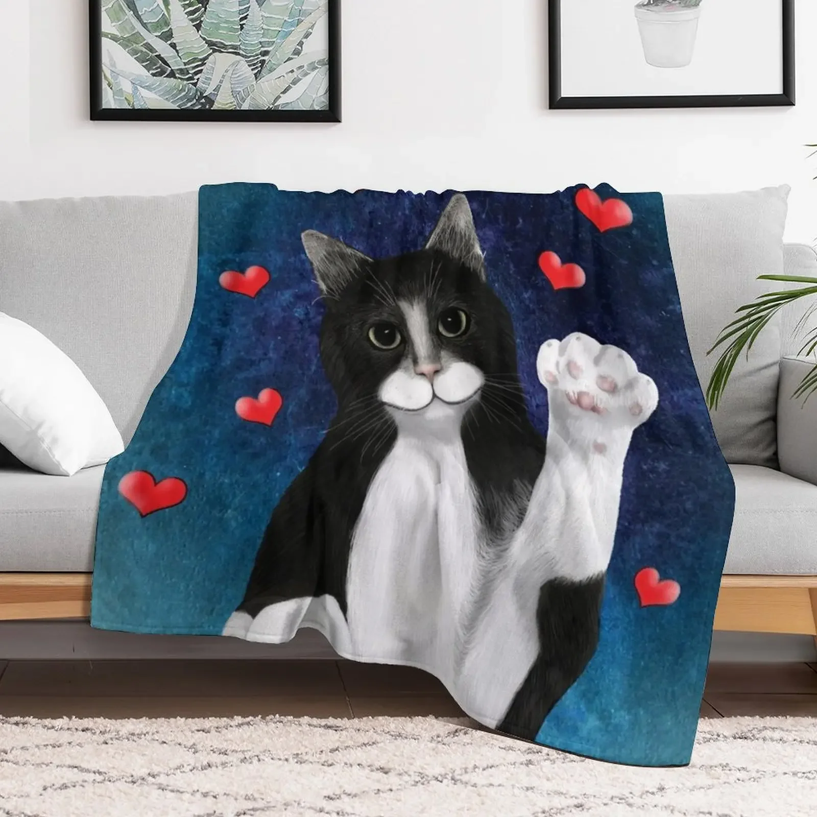 New Loving Tuxedo Cat Throw Blanket Nap Thermals For Travel Blankets