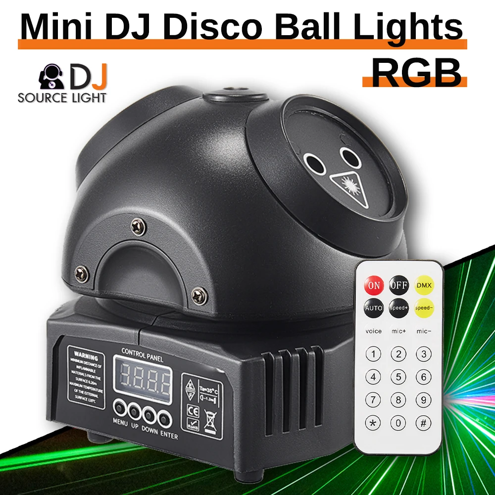 YUER Mini DJ Disco Ball Lights Beam Red Green Blue Laser Moving Head Lights DMX512 Laser Projector Nightclub Indoor Party Show