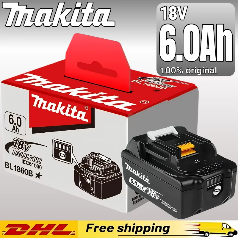 

100% Genuine Makita 18v Battery 6.0Ah Li-ion BL1860B BL1830 BL1850 Double Runtime for Power Tools & Grinders