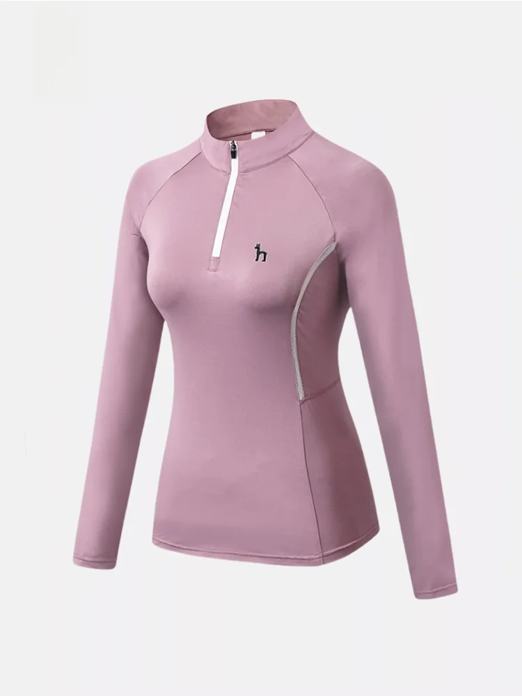 

Hagis Captain Women's Long Sve Yoga Clothes Running Tight Fit Qui Dry Stand Collar Sweatirt Autumn Winter Sports Fitn