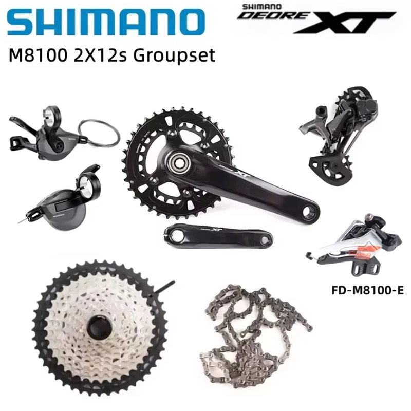 SHIMANO DEORE XT M8100 2x12s Kit 36-26T Crankset 10-45T Cassette