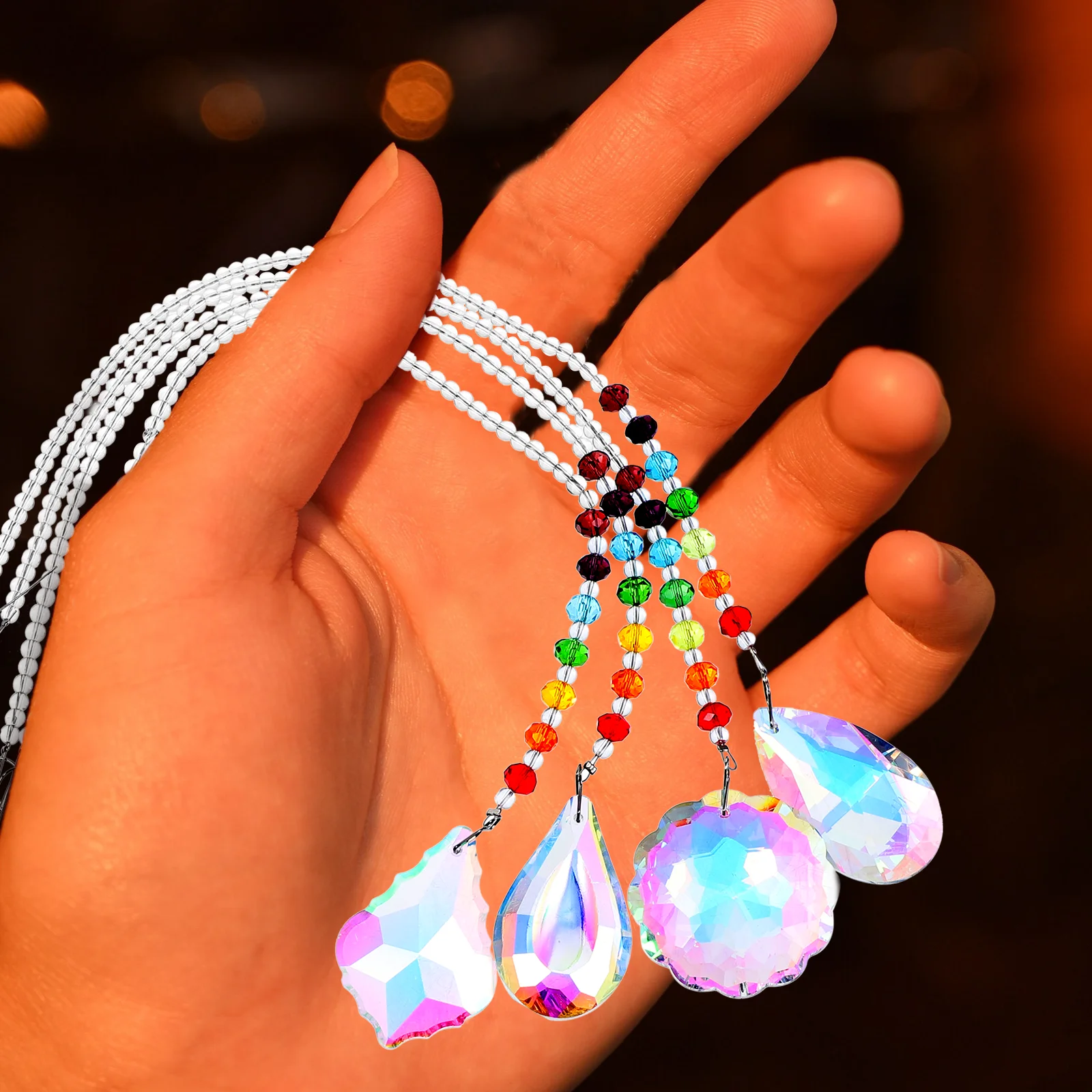 

4Pcs Crystal Hanging Ornament for Ceiling Light Sun Catcher Home Garden Decor Bling Pendant Lamp Crystal Craft Gift