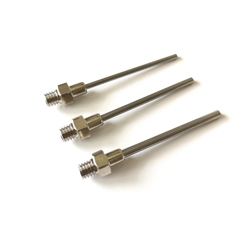 Factory straight pin high-quality metal distribution connector Luer lock M6 external thread, with blunt head