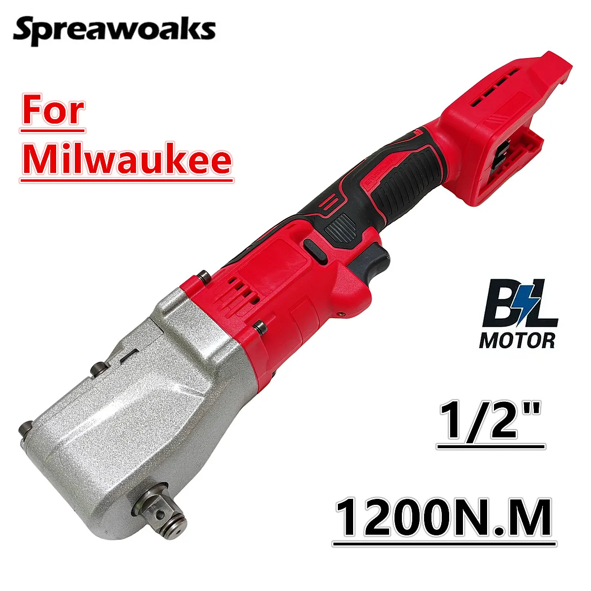 

Brushless Ratchet Wrench 1200N.m Electric Cordless Driver 1/2'' Removal Screw Nut 2 Gear Power Tools For Milwaukee 18V Battery