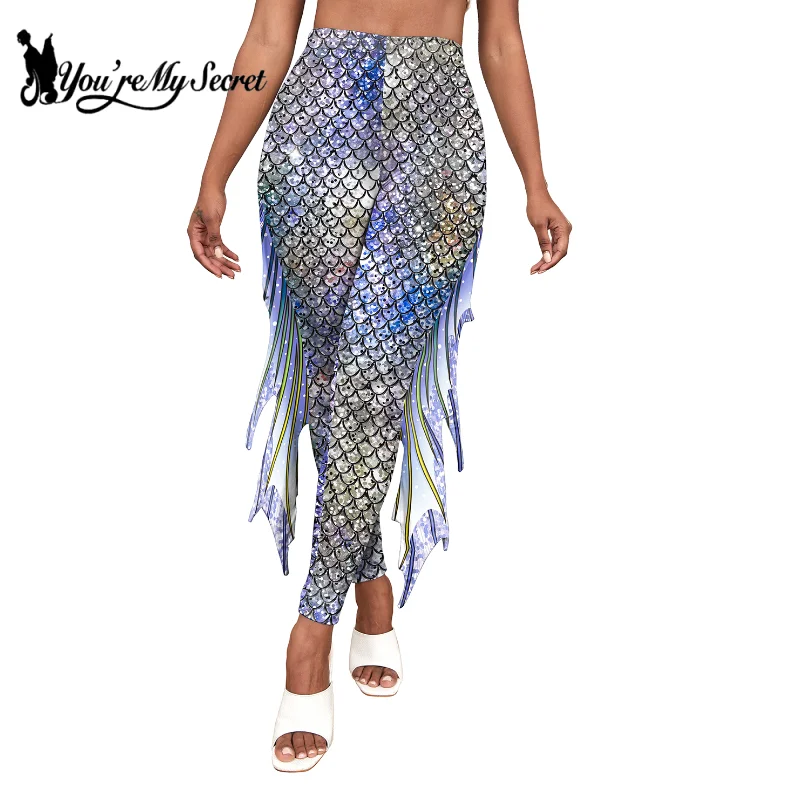 

[Ты мой секрет] Леггинсы с рыбой Русалка Принцесса Косплей Костюм Карнавальные брюки с 3D принтом Фестивальные вечерние брюки Забавная одежда Пурима