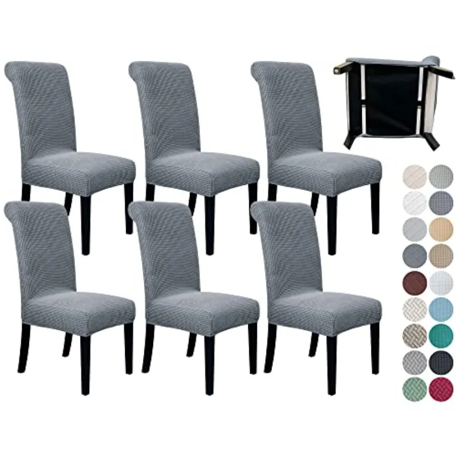 

6 Pack Dining Room Chair Covers with seat Belt Stretch Parsons Chair Slipcover Washable Kitchen Dining Chair Cover Removable Se
