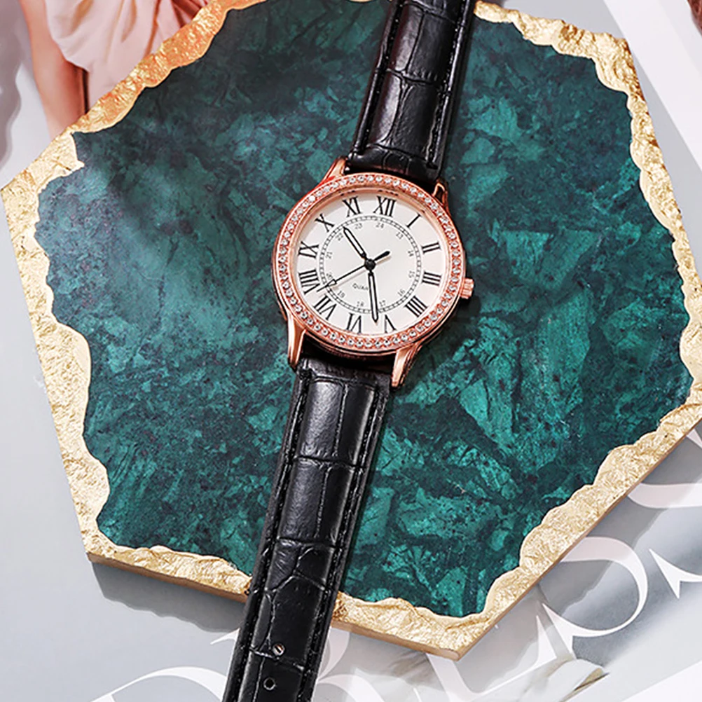 

Elegant Diamond-Inlaid Women'S Watch Lady Casual Quartz Wrist Glow Night Light Alloy Fashionable Durable Clear Dial Easy Adjust