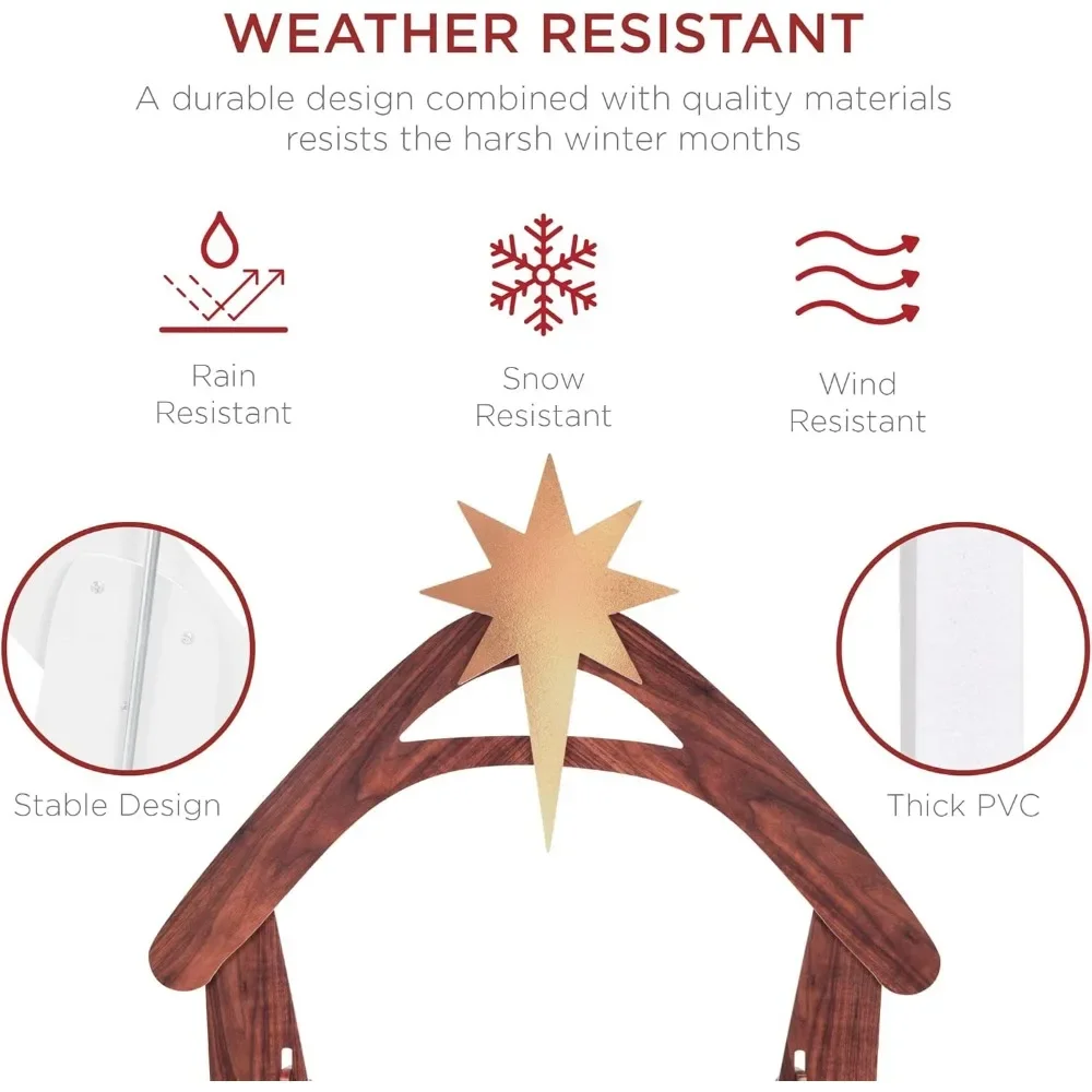 Adegan kelahiran luar ruangan 4 kaki, dekorasi tahan cuaca, dekorasi halaman keluarga suci natal, berwarna PVC tahan air