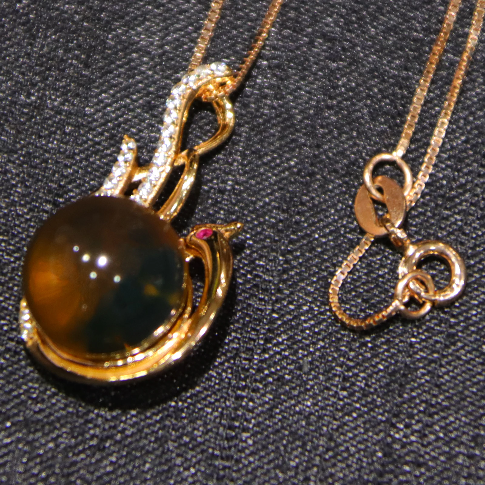 Natural Mexican Blue Amber Pendant 925 Sterling Silver Peacock Shape 12mm Round Bead Necklace Jewelry Gift