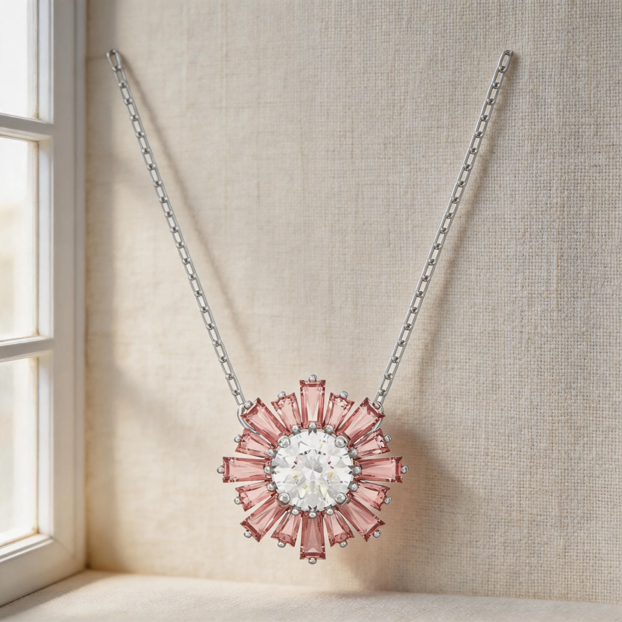 Multi-Style Floral Animal Geometric Necklaces, Sunburst Flower Four-Leaf Clover Color Contrast Double Ring Layering Neck Jewelry for Girlfriend Kids view 2