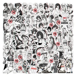 10/30/50/100pcs Waifu Sexy Anime Girl Stickers Black White Decals DIY Skateboard Phone Diary Waterproof Hentai Sticker for Adult