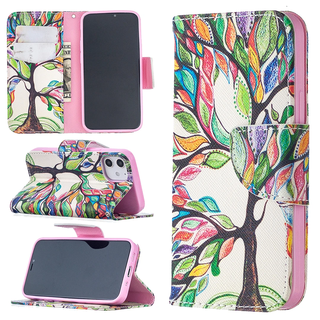 Colorful Leather Case Anti-fal Wallet Flip Phone Case for iPhone6/7/8/XS/12/13 MINI Plus Max