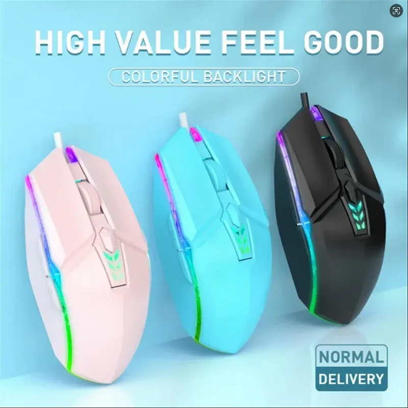 

ZLRLMHY With RGB BackLight Mute Wired Gaming Mouse 1600 DPI Optical 6 Button USB Mouse For Desktop Laptop Computer Gamer Mouse