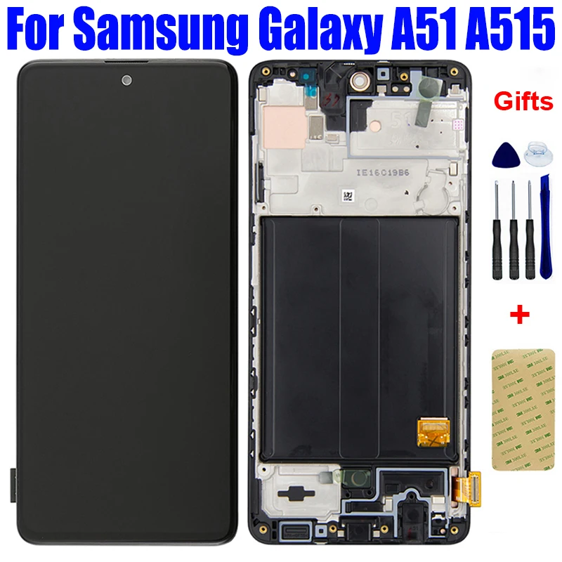 

For Samsung Galaxy A51 A515 A515FN/DS A515F A515U A515W LCD Display Screen Pantalla Module Touch Digitizer Sensor Assembly Frame