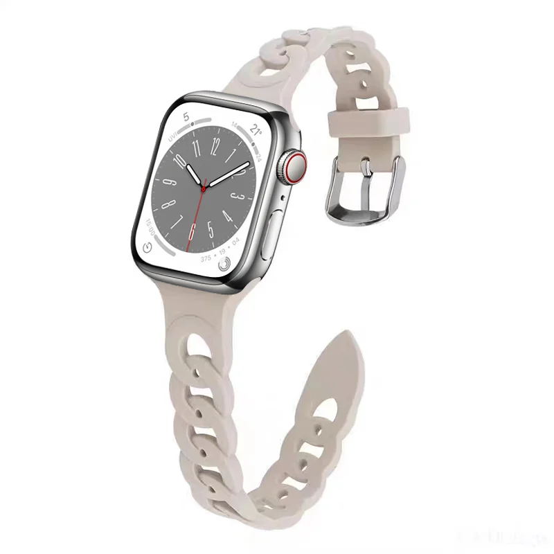 Ремешок силиконовый для Apple watch band 44 мм 40 мм 45 мм 49 мм 41 мм 38 мм, аксессуары для браслетов Gourmette iWatch series 7 6 5 4 3 8 ultra