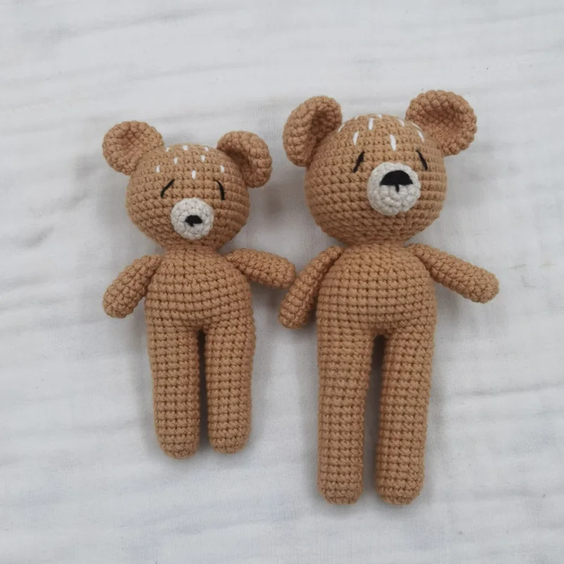 Cartoon Knitted Baby Stuffed Bear Toy Cartoon Handmade Bunny Plush Toys Newborn Handhold Kid Early Sleeping Dolls Shower Gifts