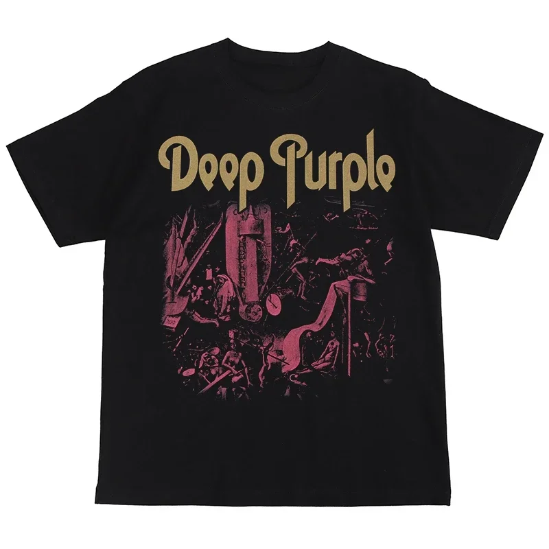 Deep Purple Digital Direct Spray Deep Purple Rock Band American Street Gunslinger Nirvana Retro Short Sleeve T-shirt