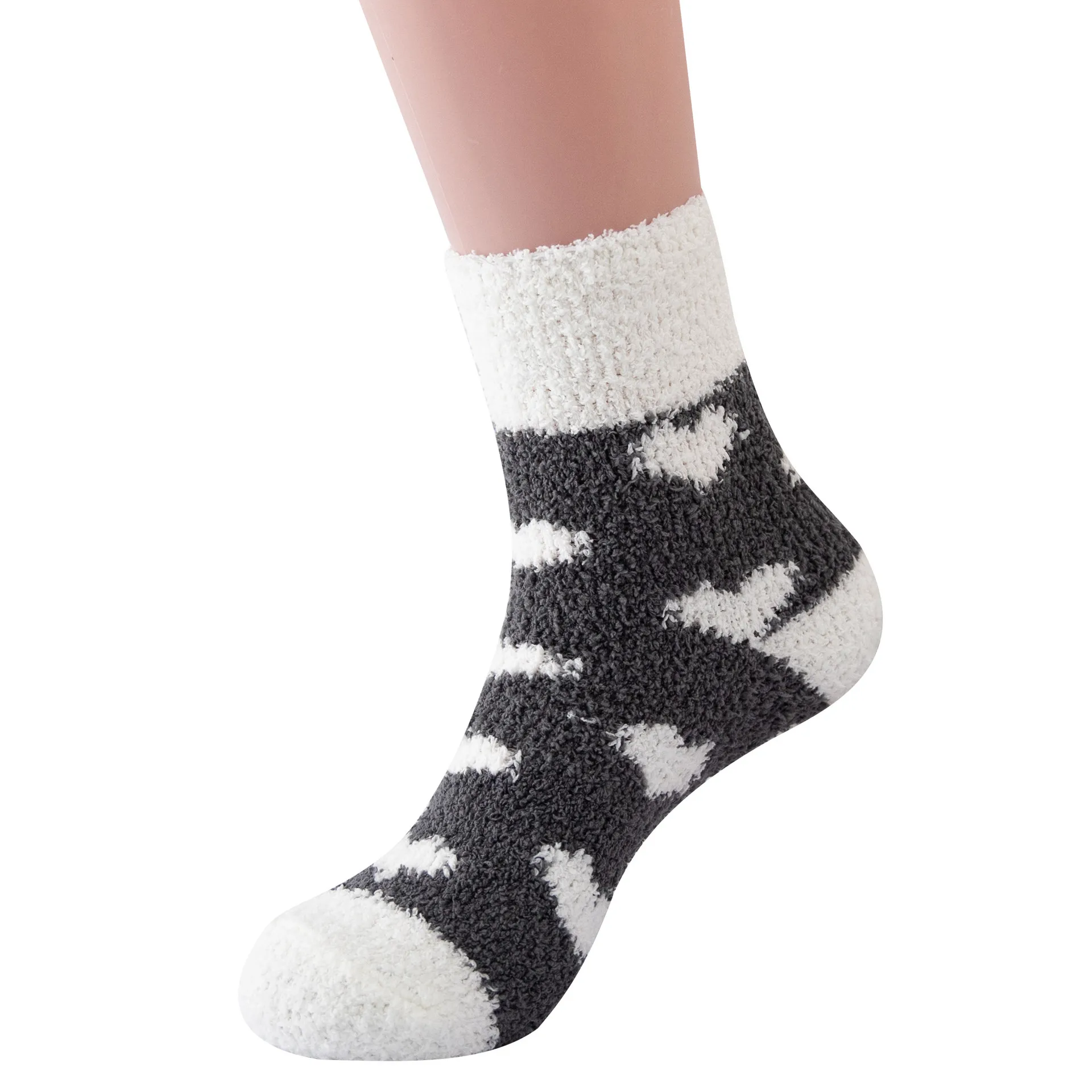 Chaussettes demi-velours Love Flanging pour salles de réunion, chaussettes chaudes, chaussettes épaisses, chaussettes Smile Home, serviette d'hiver, 1PR