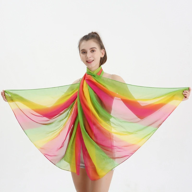 Breathable Rainbow Color Scarf for Ladies Spring Summer Lightweight Shawls Seaside Sun-proof Large Anti-uv Scarves