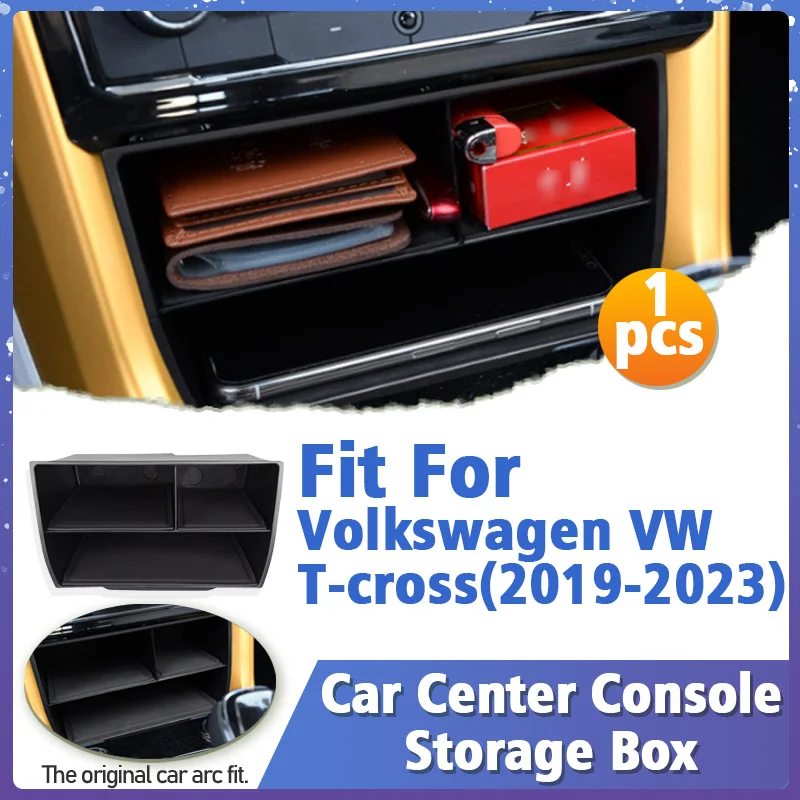 

1Pcs Car Center Console Storage Box For Volkswagen VW T-cross Tcross 2019 2020 2021 2022 2023 Car Interior Styling Accessories