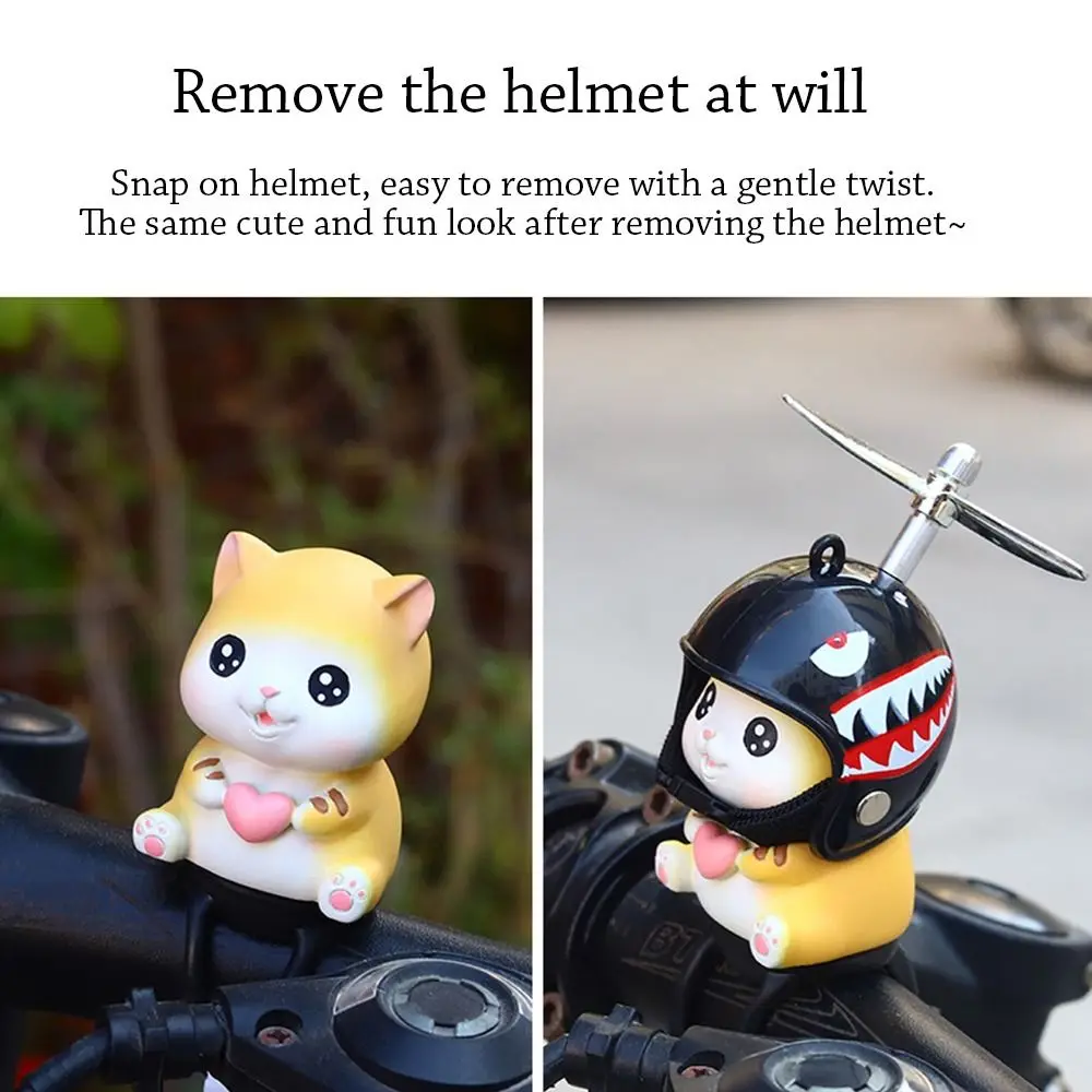 Cute Motorcycle Handlebar Decoration Cat Helmet Propeller Cartoon Riding Equipment Accessories Bike Electric Ornaments
