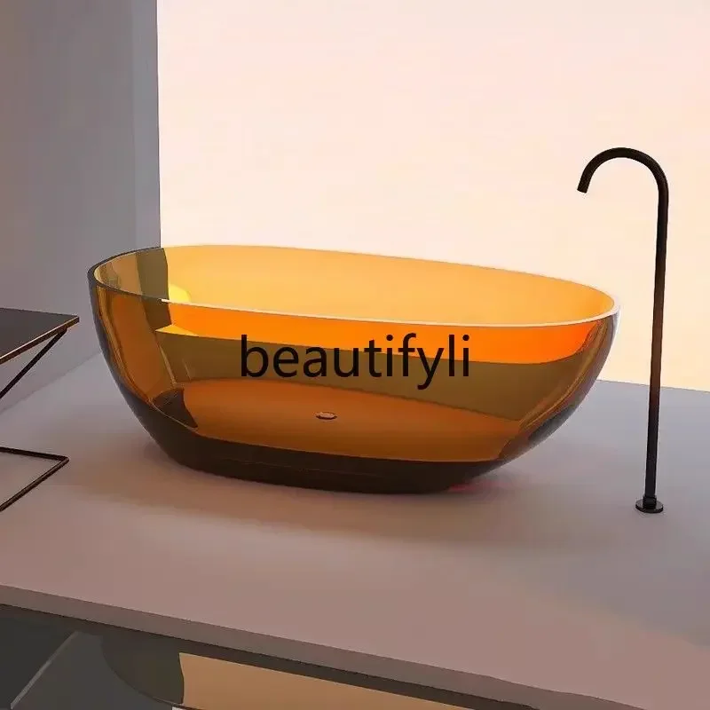 

XZQPure acrylic transparent bathtub household color crystal resin small apartment hotel independent artificial stone bathtub