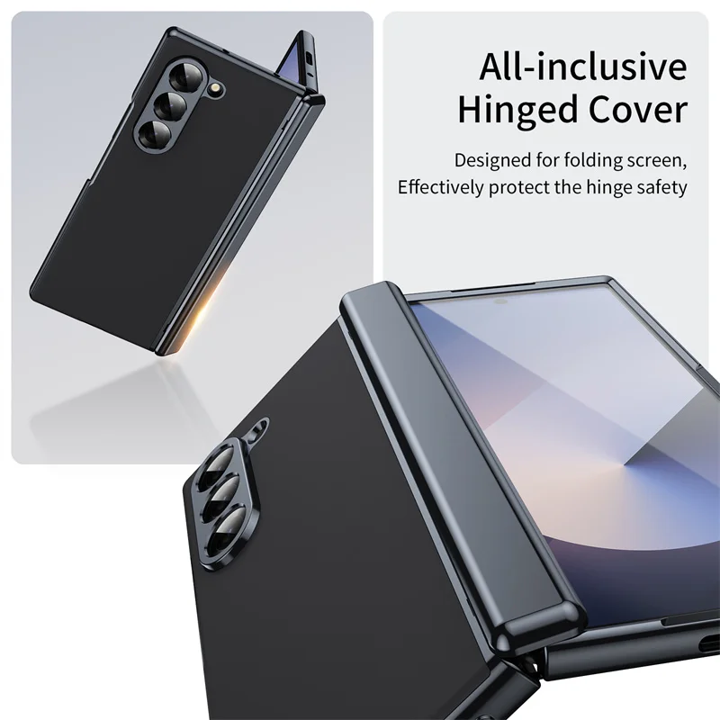 Plating Hard Shell Hinge Protection Phone Case for Samsung Galaxy Z Fold 6 5 4 3 7 5G Full Package Steel Film Protective Cover