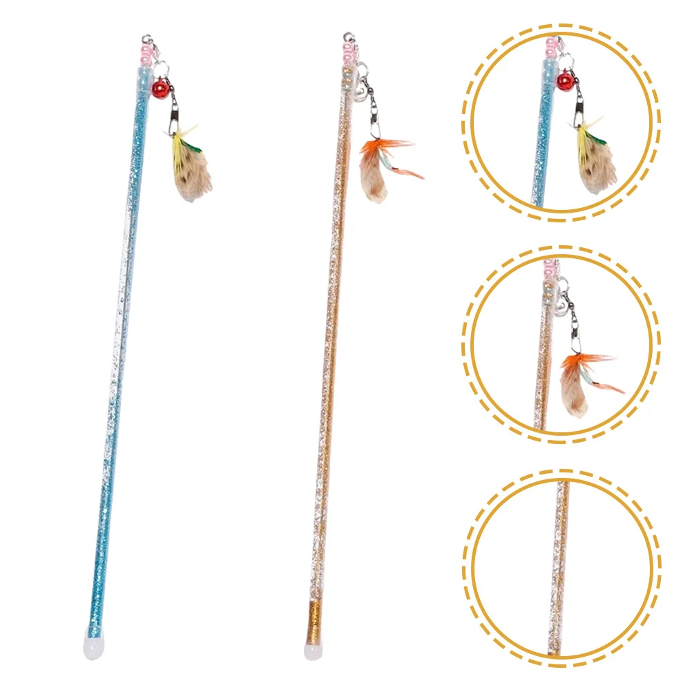 

2Pcs Interactive Cat Teaser for Indoor Cats Long Stick Kitten Play Tool High Quality Material Lightweight Exciting Pet Activity