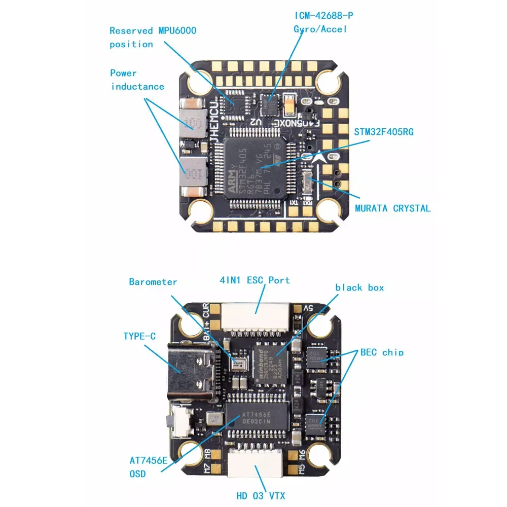 JHEMCU F405 Noxe v2 Flight Controller Baro Osd 16mb Blackbox 5V 10V dual bec 20x20mm 3-6s lipo for fpv freestyle drone diy parts