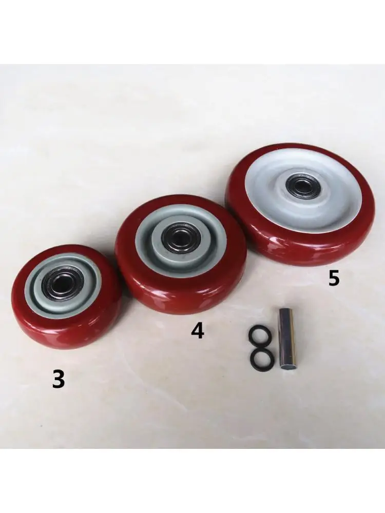 1 Pc Medium Sized 4 Inch Jujube Red Double Axle Caster Single Wheel Wear-Resistant Trolley Flat Car