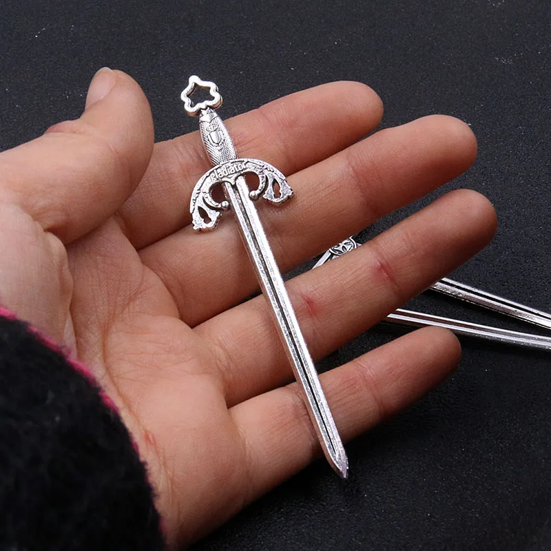 5Pcs 3 Styles Charms Cross Knight Sword  Zinc Alloy Pendant For DIY Jewelry Handmade Necklace Making