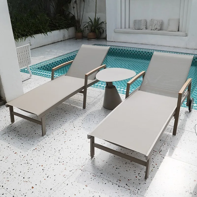 Outdoor courtyard bed, swimming pool beach leisure lounge chair, waterproof and sunscreen bed 3